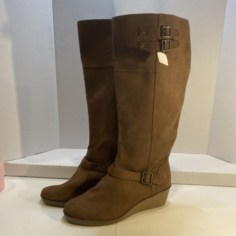 Aerosoles A2 Women's Robbins Egg Boots Size 12W 2 Zippers Increase Size Wide‎